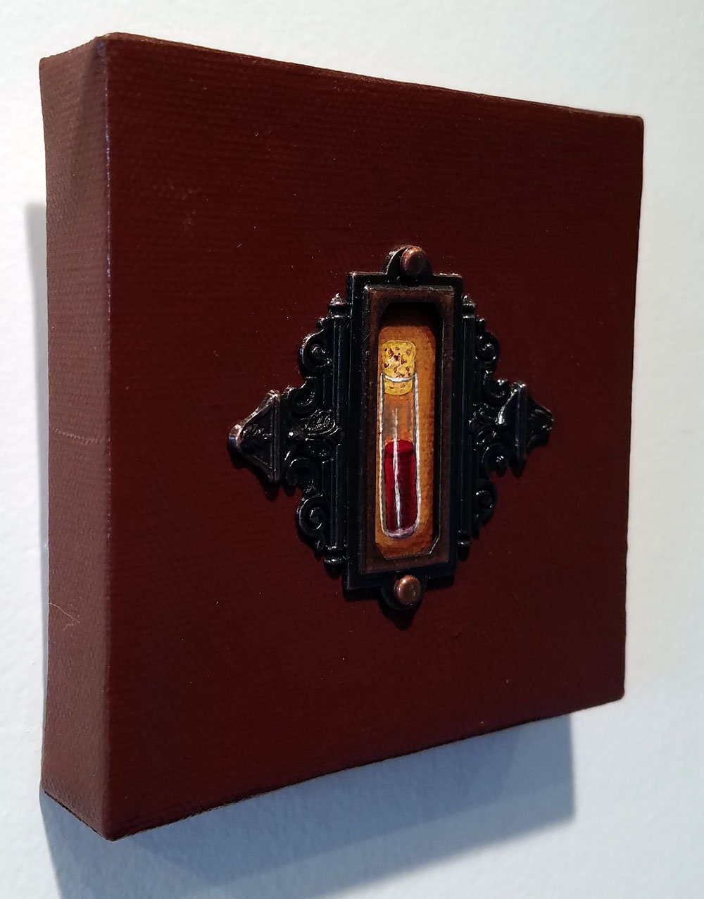 Blood Vial Original Acrylic Painting 4x4 - Image 2