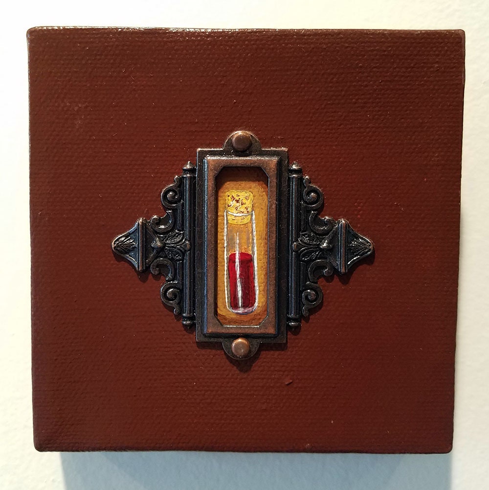 Blood Vial Original Acrylic Painting 4x4