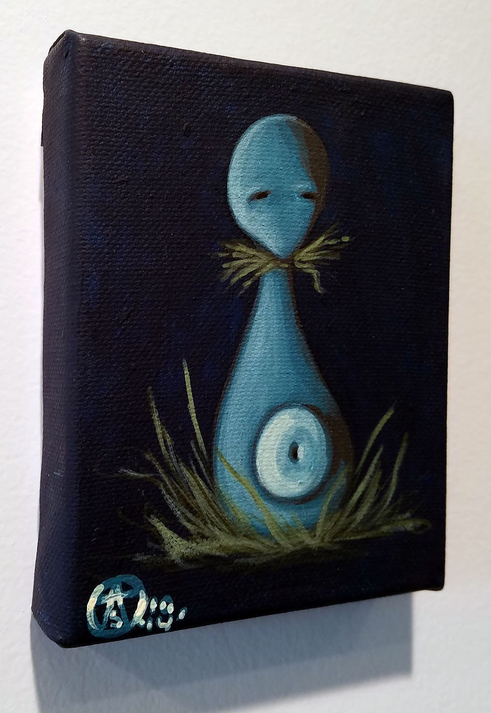 Blue monster Original Acrylic Painting 4x5 - Image 2