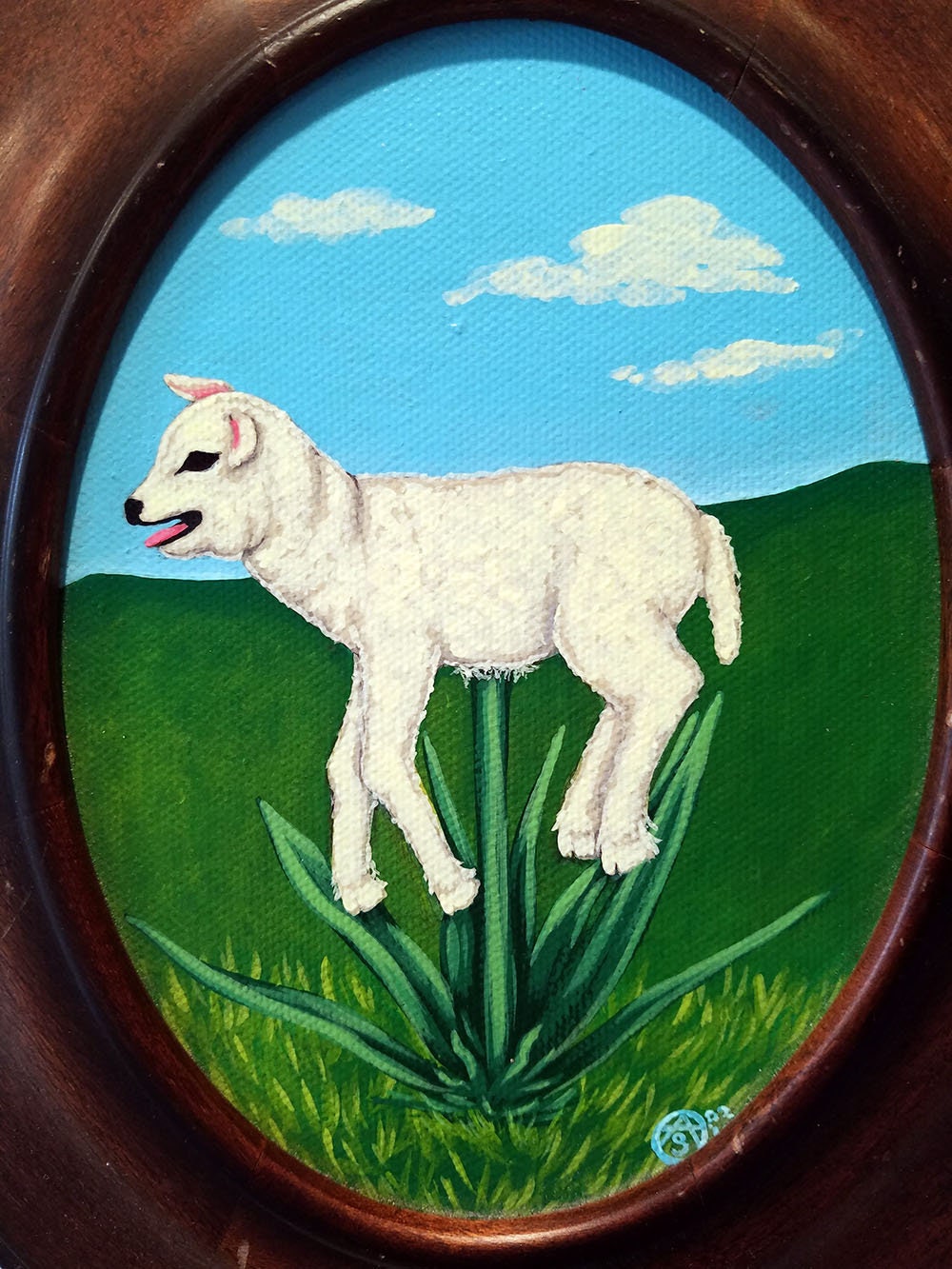 Vegetable Lamb of Tartary original framed painting - Image 3
