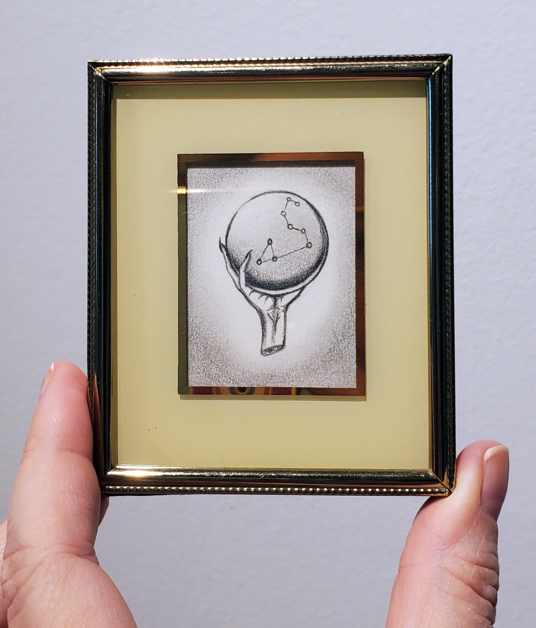 Leo Constellation miniature framed original pencil drawing - Image 5