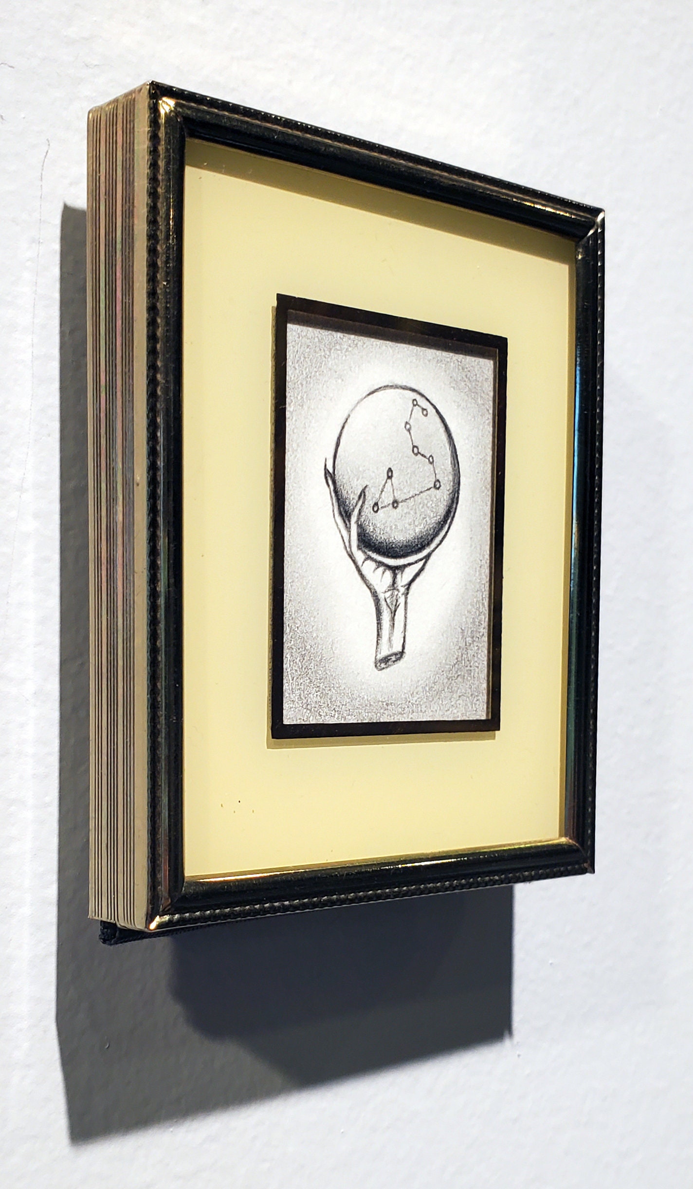 Leo Constellation miniature framed original pencil drawing - Image 2