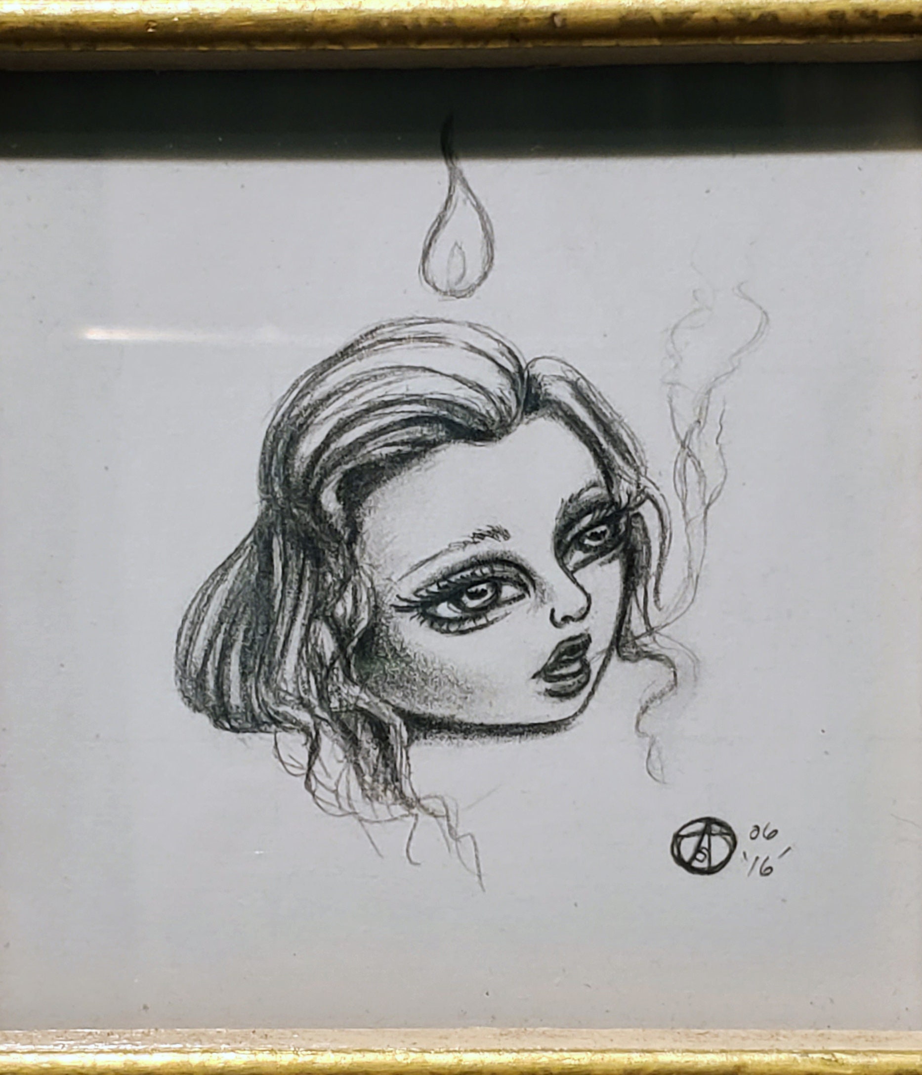 Little Prophetic Head Miniature Framed Graphite Drawing - Image 4