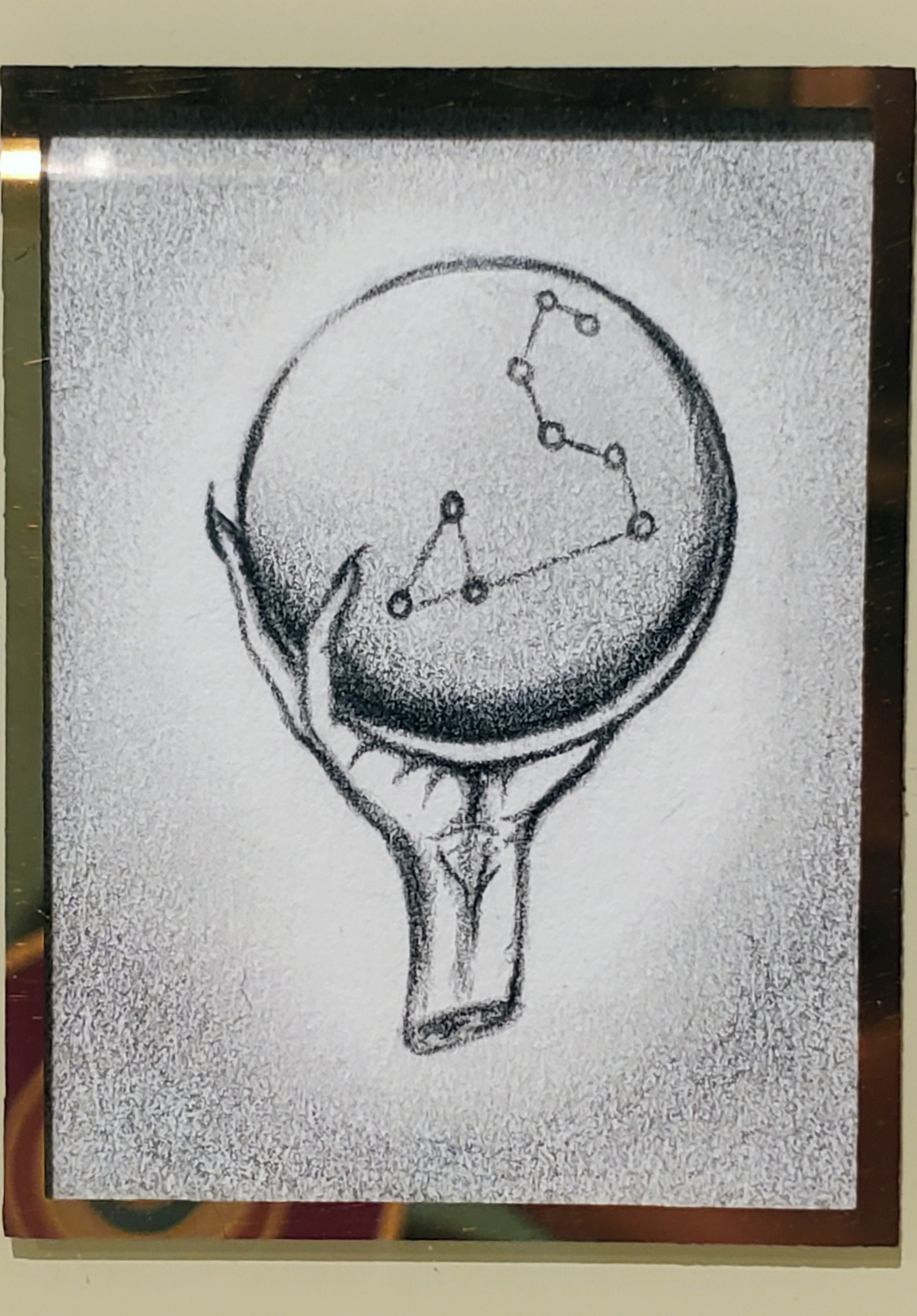 Leo Constellation miniature framed original pencil drawing - Image 4
