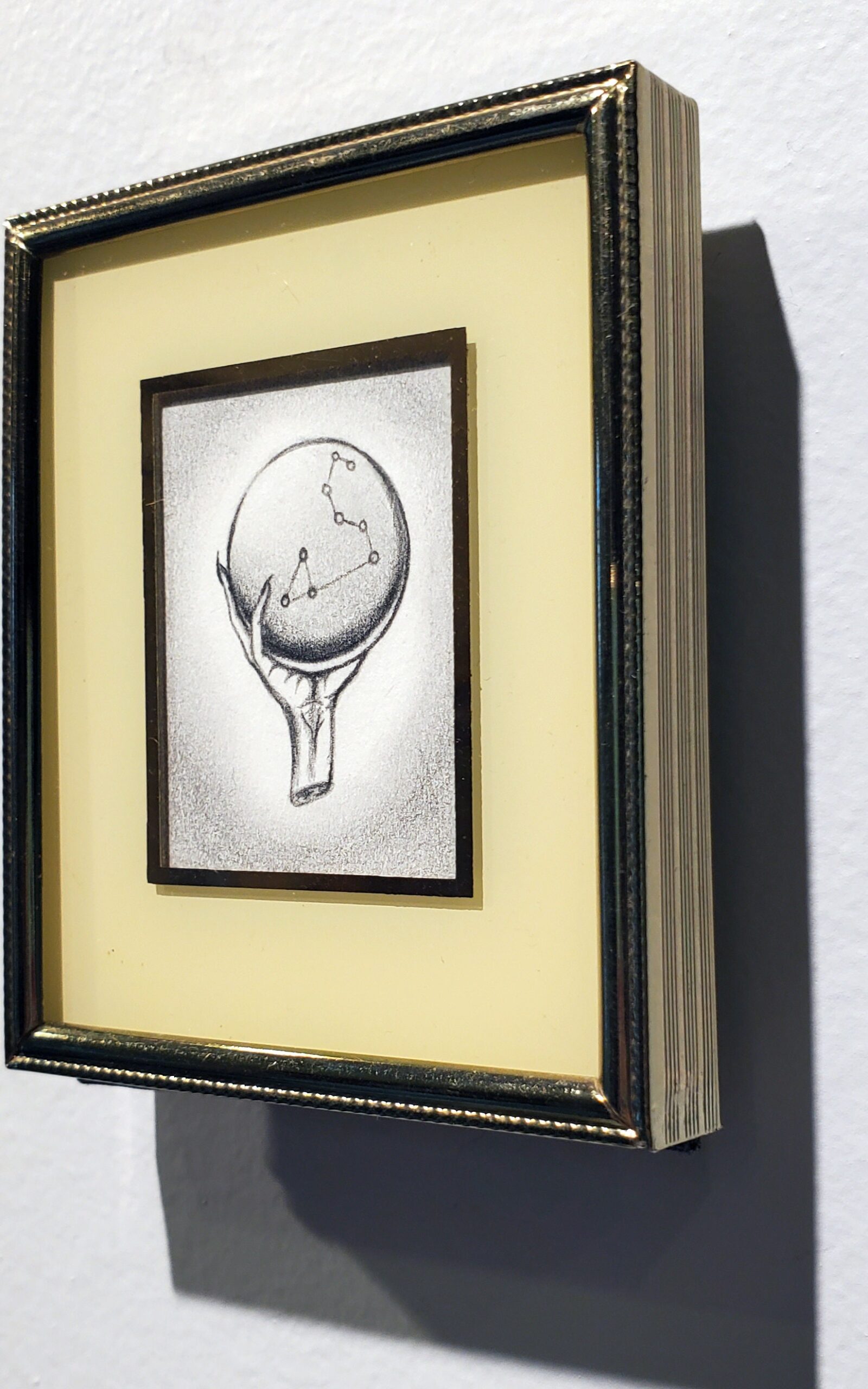 Leo Constellation miniature framed original pencil drawing - Image 3