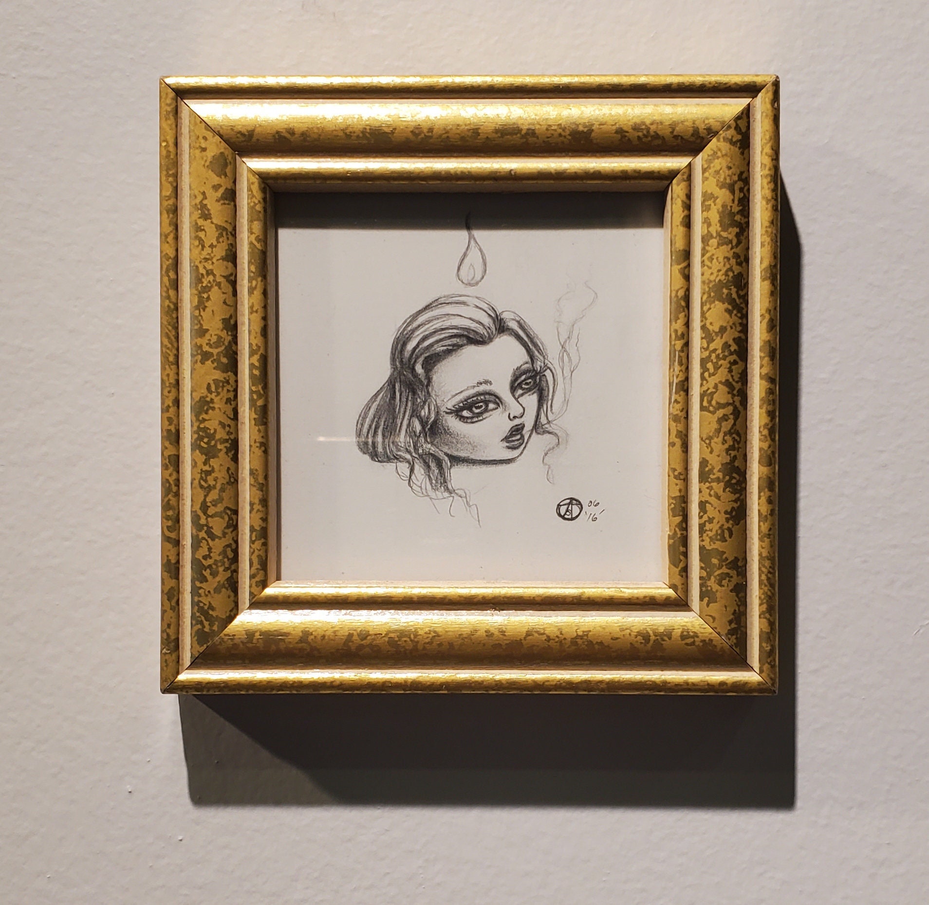 Little Prophetic Head Miniature Framed Graphite Drawing